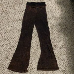 Flare soft/stretchy pants. Size S. Brown acid wash color.